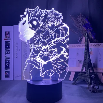 Akrilo 3d Naktį Šviesos diodų (Led Spalva Keičiasi naktinė lempa Vaikams Miegamojo Puošmena Šviesos Anime Huntenter X Hunter Hisoka Lemputė Dovanų