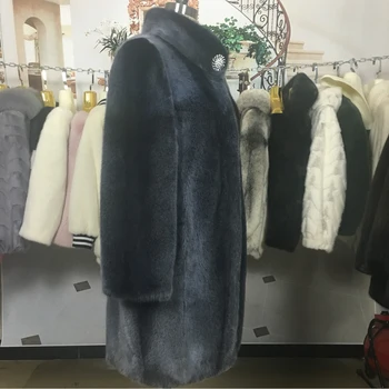 Aksomo audinės kailiniai paltai 2018 nauji audinės kailiniai outwear