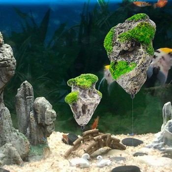Akvariumas apželdinimas, sustabdytas akmens modeliavimas, pemza, Afanda floating stone, vandens žolės bakas, žuvies dubuo nustatymas, Samanų akmens