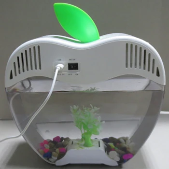 Akvariumas USB Mini Akvariumą su LED Nakties Šviesos skystųjų KRISTALŲ Ekranas ir Laikrodžio Žuvų Bako Nustatyti Akvariumo Žuvų Bakas Dubenį D20