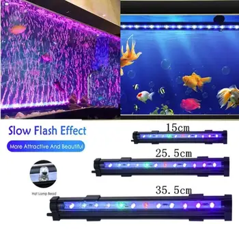 Akvariumo Žuvų Bakas Vandeniui LED Šviesos Spalvinga Žuvis Lempos ES/JAV Galios Akvariumuose Decortion Ilgai Juostelės Povandeninis Stiklo Žibintai