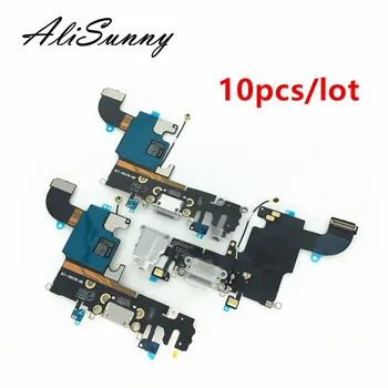 AliSunny 10vnt Įkrovimo lizdas Flex Cable for iPhone 6 6S 7 8 Plius XR XS USB Doko Jungtis Įkrovikliui Uostuose 