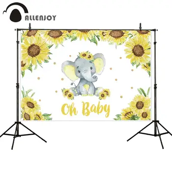 Allenjoy dramblių baby shower fonas Vaikai Šalis Baneriai Gėlės, Užuolaidos Krikšto Atveju, Prekių Gyvūnams Gimtadienio Photozone