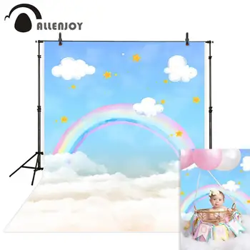 Allenjoy fotografijos backdrops vaivorykštinis Debesis mėlyname danguje žvaigždžių vaikų, kūdikių dušas naujagimių gimtadienio foto studija Fonas