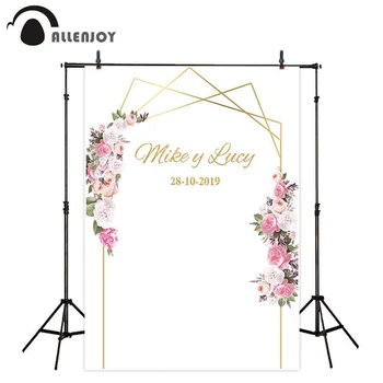 Allenjoy Vestuvių Fonas Užuolaidų Vasaros Gėlės Golden Arch Nuotraukų Zona Reklama Dalyvavimo Šalies Gimtadienio Sienos Photobooth Dekoras
