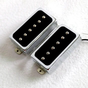 Alnico 5/2 magnetas humbucker dydis P90 stiliaus LP gitara pikapas su Nikelio sidabro dangtelio ir korpuso pagrindas