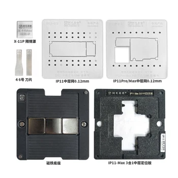 Amaoe Magnetinio BGA Reballing Platforma Padėties nustatymo Plokštė Su 0.12 mm Storio Trafaretas už iPhone11/Pro/Max Reballing Rinkinys