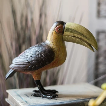 Amazonės Atogrąžų Miškų Atogrąžų Tukanas Papūga Paukštis Dervos Statula Studijų Kambarį Namo Apdaila