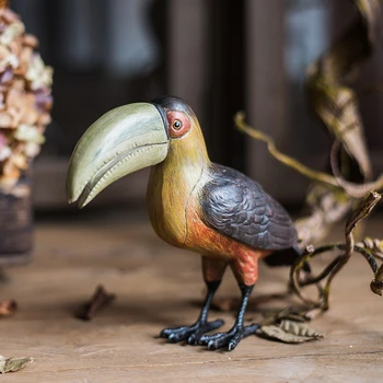 Amazonės Atogrąžų Miškų Atogrąžų Tukanas Papūga Paukštis Dervos Statula Studijų Kambarį Namo Apdaila