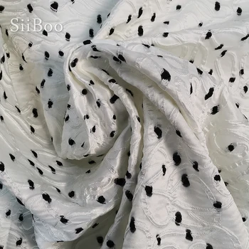 Amerikietiško stiliaus balta juoda polka dot kreivė verpalai dažyti žakardo brokatas audinio suknelė audinių medžiaga tela tecidos stoffen SP5485