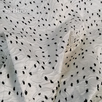 Amerikietiško stiliaus balta juoda polka dot kreivė verpalai dažyti žakardo brokatas audinio suknelė audinių medžiaga tela tecidos stoffen SP5485