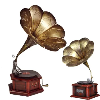 Amerikos Nostalgiškas Derliaus Kaustytomis Geležies Grotuvas Fonografo Modelis Fotografija Rekvizitai Darbastalio Ekrano Dekoravimas Ornamentais