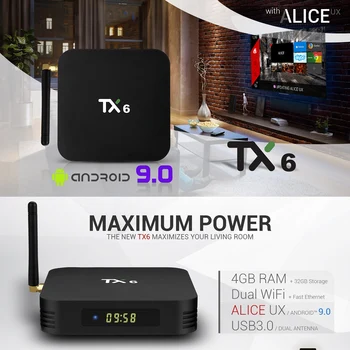 Android 9.0 TV Box TX6 4GB RAM 64GB 5.8 G Wifi Allwinner H6 Quad Core USD3.0 BT4.2 4K 