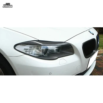 Anglies Pluošto priekinis žibintas Antakių Vokų BMW 5 Serijos 518d 520i 528i 535i F10 M5 stiklo pluošto gruntas automobilių dekoratyvinis lipdukas 2vnt