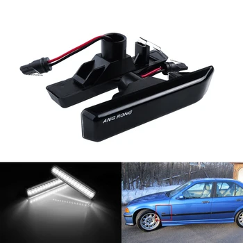 ANGRONG 2x Šoniniai Gabaritiniai Kartotuvas LED Lemputė Balta Juoda Rūkyti Objektyvas Naujas BMW E53 X5 E36 M3