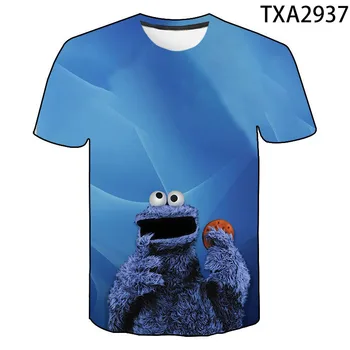 Animacinių filmų Cookie Monster Šalies 3D T Marškinėliai Atsitiktinis Berniukas mergaitė Vaikai Mados Streetwear Atspausdintas T-shirt Vyrams, Moterims, Vaikams Viršūnes Tee