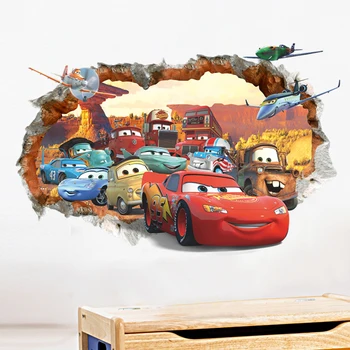 Animacinių filmų Disney Automobilių Žaibas Mcqueen 3D Lange Sienų Lipdukai Namų Dekoro Miegamojo Sienos Lipdukai Pvc jam prilygintą išsilavinimą Meno 
