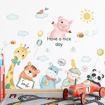 Animacinių filmų Gyvūnų Plokštumos Sienų Lipdukai Vaikams Kambariai vaiko Kambarys Darželio Eco-friendly Vinilo 