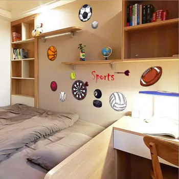 Animacinių filmų, krepšinio, futbolo sporto sienų lipdukai vaikams kambariai beisbolas tinklinis smiginis dekoratyvinis įvairių kamuolius sienų lipdukai