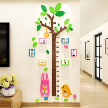 Animacinių filmų medžio vaikų 3D lipnios aukštis sienų lipdukai vaikų Darželis aukštis valdovas Vaikų kambario sienos dekoravimo lipduką