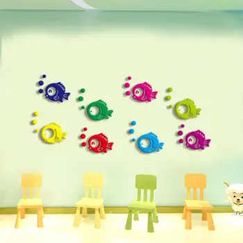 Animacinių filmų Mielas Žuvų Vonios Lipdukai Tualetas Vandeniui Plytelių Lipdukai Vaikų Miegamasis Freskomis 3D Sienų Lipdukai Namų Dekoro Lipdukai