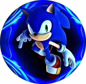Animacinių filmų Sonic Gimtadienio Fonas Boys Blue temą Gimtadienio Tortas Stalo Dangtis Apskritimo Fone Turas Fonas