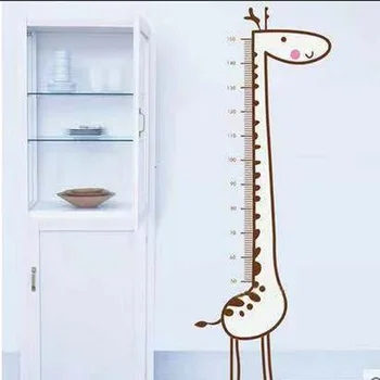 Animacinių filmų Žirafa Aukštis Priemonė Sienų Lipdukai fone Vaikams Kambariai Aukštis Diagramos Valdovas Namų Dekoravimo Lipdukus 