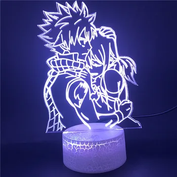 Anime 3d Šviesos Fairy Tail Natsu Dragneel Erza Scarlet Apkabinti Naktį LED Šviesos diodų (Led) USB Akumuliatoriaus LED Dekoratyvinis Stalas Šviesos Kalėdos Dovanas