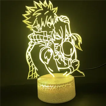 Anime 3d Šviesos Fairy Tail Natsu Dragneel Erza Scarlet Apkabinti Naktį LED Šviesos diodų (Led) USB Akumuliatoriaus LED Dekoratyvinis Stalas Šviesos Kalėdos Dovanas