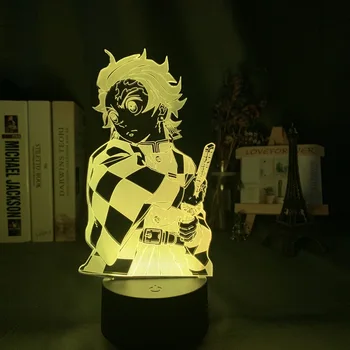 Anime Demon Slayer 3D Akrilo Naktį Šviesos diodų (LED) Nuotolinio Valdymo Spalvinga Stalo Lempa Miegamojo Puošimas Naktiniai staleliai, Lempa Vaiko Dovana