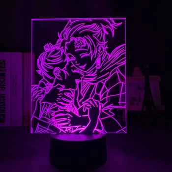Anime Demon Slayer 3D Akrilo Naktį Šviesos diodų (LED) Nuotolinio Valdymo Spalvinga Stalo Lempa Miegamojo Puošimas Naktiniai staleliai, Lempa Vaiko Dovana