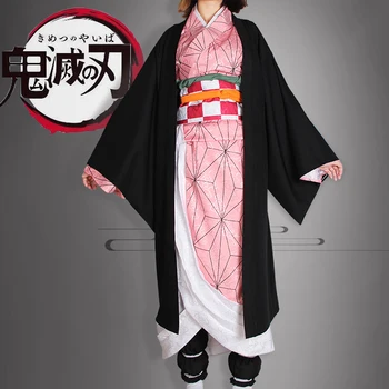 Anime! Demon Slayer: Kimetsu nr. Yaiba Kamado Nezuko Puikus Kimono Vienodas Cosplay Kostiumas Helovinas Kostiumas Nemokamas Pristatymas
