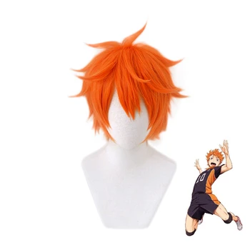 Anime Haikyuu!! Shoyo Hinata Cosplay Perukas Trumpas Orange Karščiui atsparaus Pluošto Plaukų Kostiumas Žaisti Perukai + Perukas Bžūp