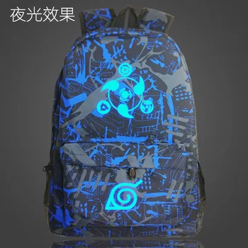 Anime Naruto Mokyklos Maišą Šviesos Talpos kuprinė studentų krepšys Nešiojamojo kompiuterio kuprinė Kasdien Mochilas Švyti Tamsoje