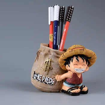 Anime One Piece Luffy Dervos Office Pen Turėtojai, Kolekcines, Beždžionė D Luffy 10cm Stalo Pieštuką Puodą Turėtojas Vaikai Veiksmų Skaičius, Berniukas Žaislas