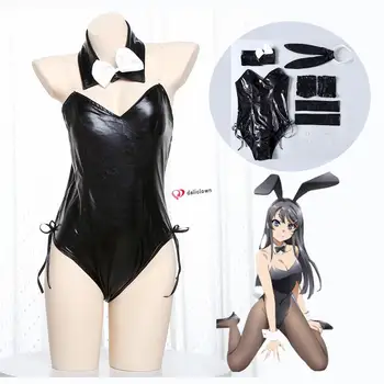 Anime Sakurajima Mai Cosplay Kostiumas Helovinas Moterys Juoda Sexy Jumpsuit Rascal Nėra Svajonė Bunny Mergina Senpai Cos