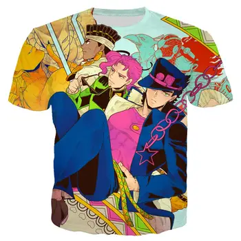 Anime vyriški T-shirt Jojo keistų nuotykių 3D printe t-shirt vyrai/moterys Harajuku stilius streetwear trumpomis rankovėmis Marškinėlius viršų