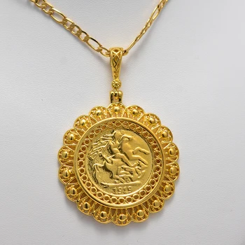 Annayoyo 24K Jungtinės Karalystės George V monetų Karoliai pakabukas Jewerly Žmogui Moterų Britų atminimo ženklelis papuošalai dovana