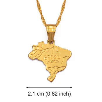Anniyo 3 Stilius Gali Pasirinkti/Aukso Spalvos sidabro Spalvos Brazilijos Žemėlapis Brasil Vėliavos Karoliai Pakabukas Moterų Brazilai Dovanos #200010