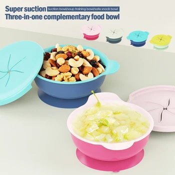Anti-drip Dizaino Baby Taurės Silikono Papildomo Maisto Klasės Dubenį Užkandis Šiaudų Silikono Geriamojo Sriuba Bowl