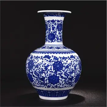 Antikvarinis Mėlynos ir Baltos spalvos Porceliano Lotus Bendrojo Bakas Imbieras Stiklainius Namų Dekoravimo Jingdezhen Keramikos Apdaila Vaza