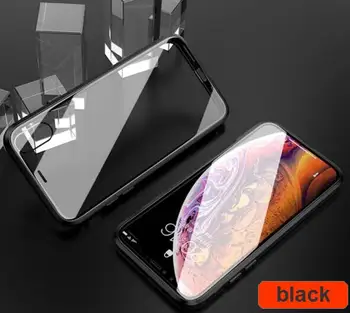 Antrosios kartos magnetinės karalius dvipusis grūdinto stiklo mobiliojo telefono dėklas Metaliniu rėmu iPhone 6 6s 7 8 plus X XS XR XSmax