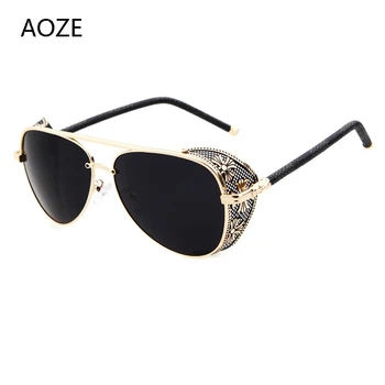 AOZE 2020 steampunk stiliaus prabangūs vintage mados akiniai nuo saulės kokybės rankų darbo šoninis skydas dizaino prekės ženklų akiniai nuo saulės oculos de sol