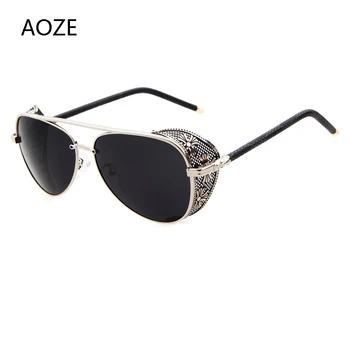 AOZE 2020 steampunk stiliaus prabangūs vintage mados akiniai nuo saulės kokybės rankų darbo šoninis skydas dizaino prekės ženklų akiniai nuo saulės oculos de sol