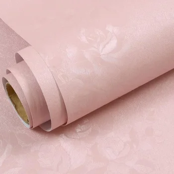 Aplinkos Apsauga, Pink Gėlių Iškilumo 3D Tapetai Lipni Sienos Popieriaus, tv Foną, 5m 10m Roll Back Klijai