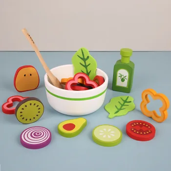 Apsimesti Žaisti, Virtuvė, Vaisių, Daržovių Salotos Žaislai Montessori Ugdymo Mediniai Žaislai Vaikams Modeliavimas Pažinimas Mokymasis, Vaikų Žaislų