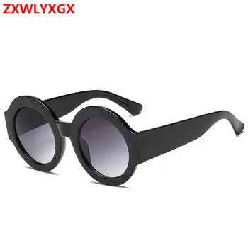 Apvalūs Akiniai nuo saulės Moterims Prekės ženklo Dizaineris Negabaritinių Retro Flat Top Naujus Gradientas Saulės akiniai Moterų UV400 Oculos de sol