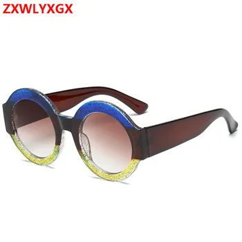 Apvalūs Akiniai nuo saulės Moterims Prekės ženklo Dizaineris Negabaritinių Retro Flat Top Naujus Gradientas Saulės akiniai Moterų UV400 Oculos de sol