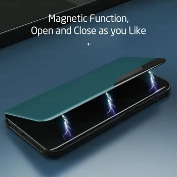 Apversti Odinis Telefono dėklas, Skirtas Xiaomi Redmi Pastaba 9S 9 Pro Protingas Langų Magnetinis Telefono Lukštais, Redmy Note9S Galinį Dangtelį Coque