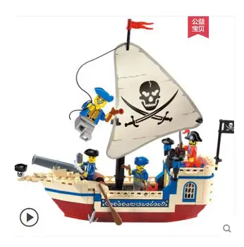 Apšviesti pastato blokas piratų laivo modelį, Black Pearl berniukas įspūdį surinkimo mažų dalelių pastato žaislai